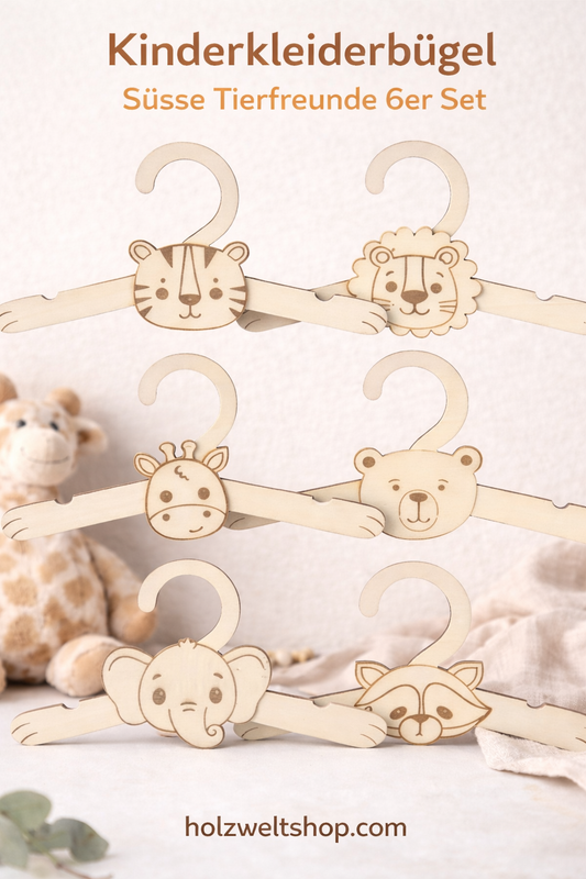 Kinderkleiderbügel Süße Tierfreunde 6er Set